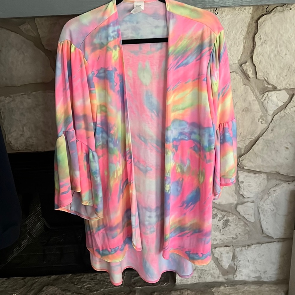 Multicolor tye dye cardigan flowy sleeves